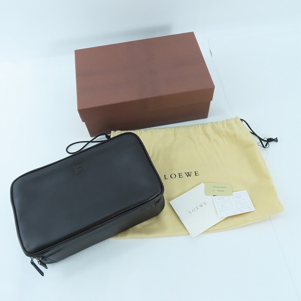 実際に弊社で買取させて頂いたLOEWE for CELUX/ロエベ フォー セリュックス アナグラムロゴ レザーコスメケース/ポーチの画像 8枚目