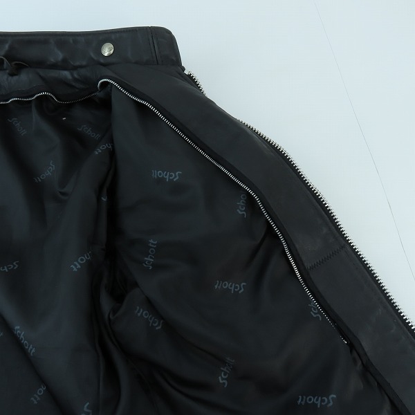 実際に弊社で買取させて頂いたSCHOTT/ショット シングル レザー ライダースジャケット/38の画像 4枚目