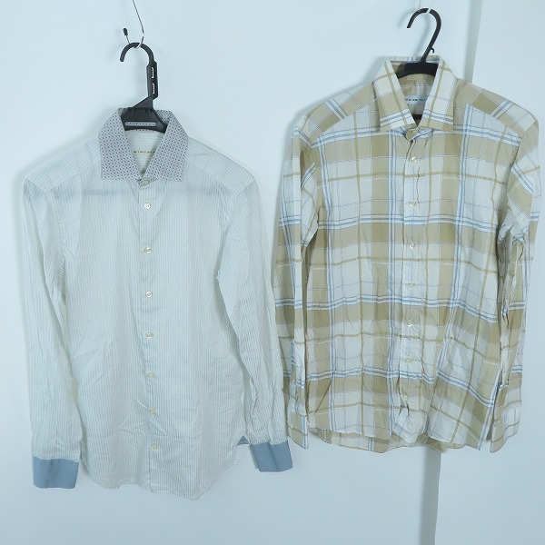 実際に弊社で買取させて頂いたETRO/エトロ ストライプ柄/チェック柄 長袖シャツ 2点セット