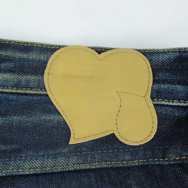 実際に弊社で買取させて頂いたNUMBER (N)INE/ナンバーナイン ハート涙/音符 インディゴデニムパンツ NNP-S907A/4の画像 5枚目