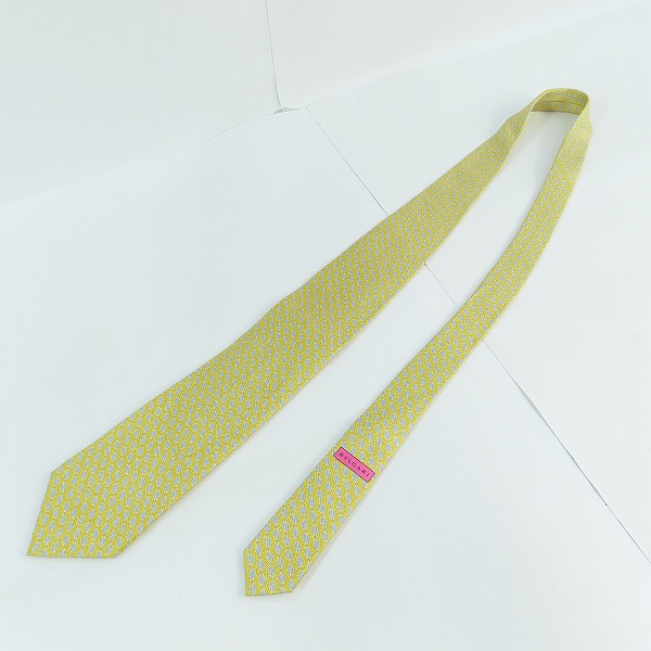 実際に弊社で買取させて頂いたBVLGARI/ブルガリ 総柄 イエロー シルク  ネクタイの画像 5枚目