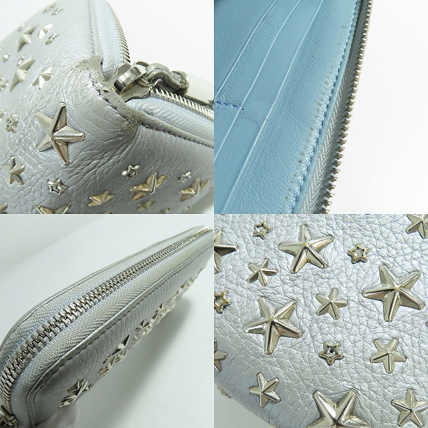 実際に弊社で買取させて頂いた JIMMY CHOO/ジミーチュウ フィリパ レザー スタースタッズ ラウンドファスナー 長財布 ウォレットの画像 7枚目