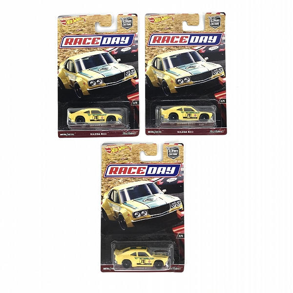 実際に弊社で買取させて頂いた【おまとめ/未開封】Hot Wheels/ホットウィール RACE DAY MAZDA RX3/PORSCHE 962/ACURA NSXの画像 1枚目