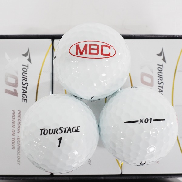 実際に弊社で買取させて頂いた【未使用/オウンネーム】BRIDGESTONE/ブリジストン TOUR STAGE/ツアーステージ X01 ゴルフボール ホワイト 計1ダースの画像 1枚目