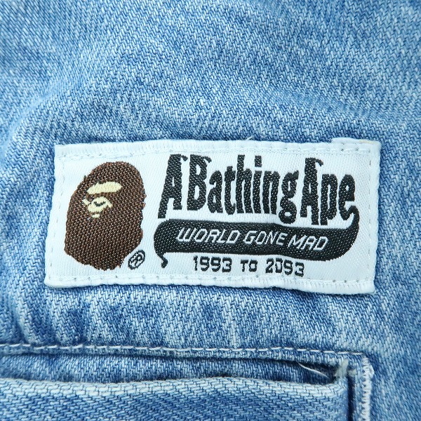 実際に弊社で買取させて頂いたA BATHING APE/アベイシングエイプ ONE POINT EASY 2 PLEAT DENIM PANT/2タック デニムパンツ/Lの画像 2枚目