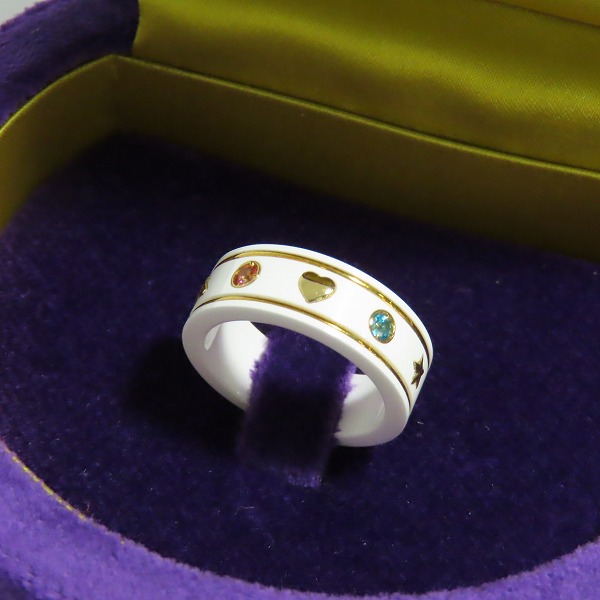 実際に弊社で買取させて頂いたGUCCI/グッチ ジェムストーン付き アイコンリング ホワイトジルコニア × K18YG/527095 J8F76 8521/12号
