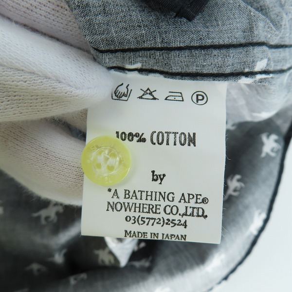 実際に弊社で買取させて頂いたA BATHING APE/アベイシングエイプ 総柄 半袖シャツ ブラック/Lの画像 3枚目