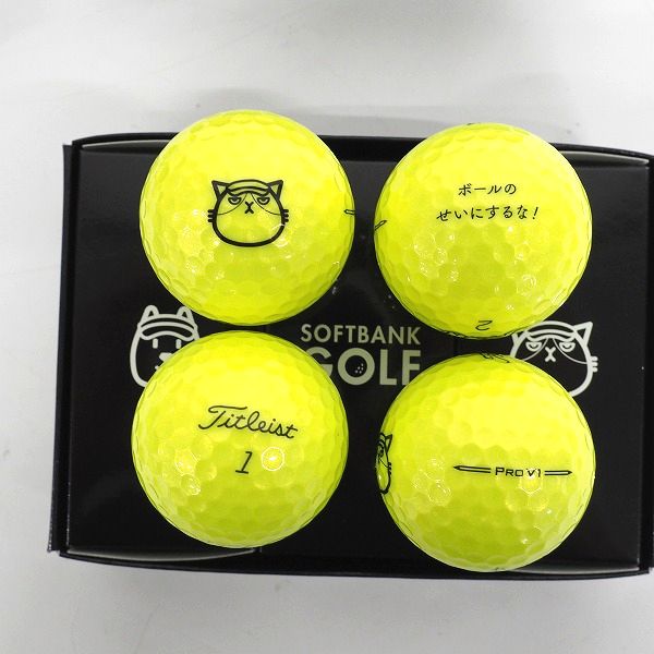 実際に弊社で買取させて頂いた【未使用/オウンネーム】Titleist/タイトリスト PRO V1 ゴルフボール ソフトバンク イエロー 計1ダース  の画像 1枚目
