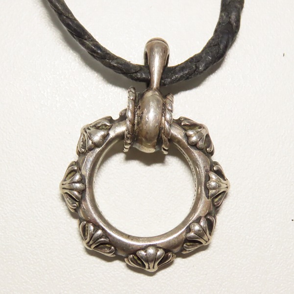 実際に弊社で買取させて頂いたCHROME HEARTS/クロムハーツ アイウェアループ クロスバンドリングネックレスw/レザーブレードの画像 2枚目