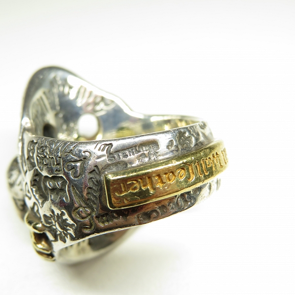 実際に弊社で買取させて頂いたBill Wall Leather/ビルウォールレザー グラフィティマスタースカルリング w/ストーンアイズ w/ゴールドスパイダーウェブ 26号の画像 7枚目