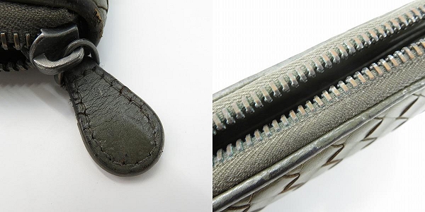 実際に弊社で買取させて頂いた【難あり】BOTTEGA VENETA/ボッテガヴェネタ イントレチャート ラウンドファスナー 長財布の画像 8枚目