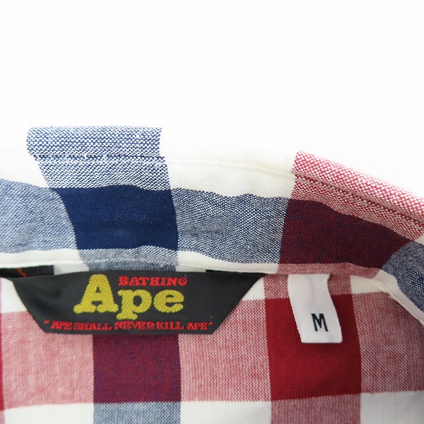 実際に弊社で買取させて頂いたA BATHING APE/アベイシングエイプ チェック柄 半袖シャツ/Mの画像 2枚目