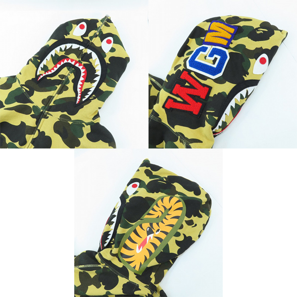 実際に弊社で買取させて頂いたA BATHING APE/アベイシングエイプ 1st camo shark full zip hoodie/ シャーク フルジップパーカー 001ZPB201043X/Lの画像 2枚目