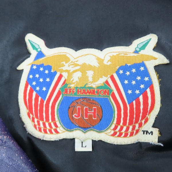 実際に弊社で買取させて頂いたJEFF HAMILTON/ジェフ ハミルトン Lakers/レイカーズ レザーブルゾン/Lの画像 2枚目