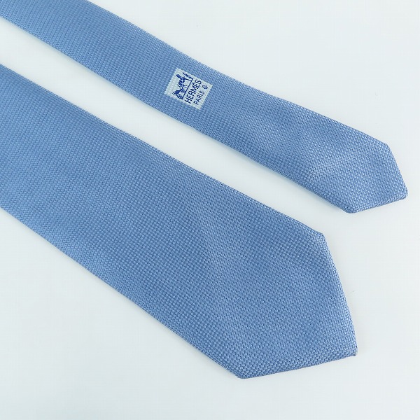 実際に弊社で買取させて頂いたHERMES/エルメス ブルー シルク  ネクタイの画像 1枚目