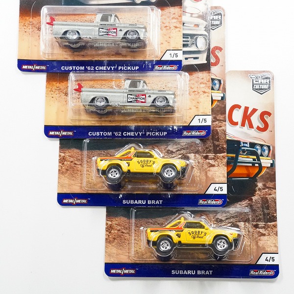 実際に弊社で買取させて頂いた【未開封】Hot Wheels/ホットウィール SHOP TRUCKS CUSTOM '62 CHEVY PICKUP/SUBARU BRAT ミニカー 4点セットの画像 2枚目