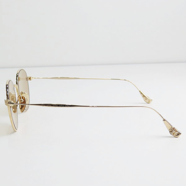 実際に弊社で買取させて頂いたCHROME HEARTS/クロムハーツ BONE PRONE IV CHプラス ゴールドフレーム サングラスフレーム/アイウェアの画像 1枚目