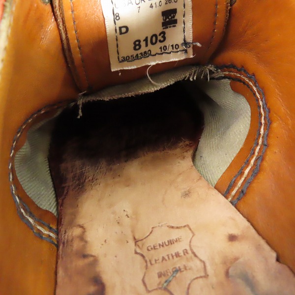 実際に弊社で買取させて頂いたRED WING/レッドウィング オックスフォード ワークブーツ 8103/8Dの画像 6枚目