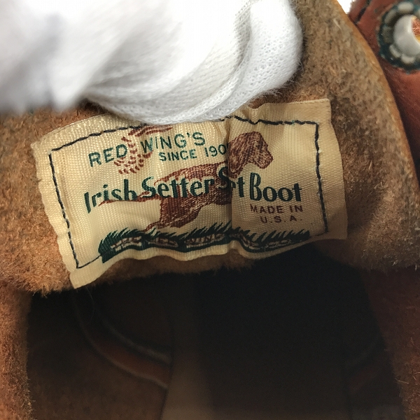 実際に弊社で買取させて頂いた【難あり】RED WING/レッドウィング 875 アイリッシュセッター 白四角犬タグUSA ヴィンテージ 7.5Eの画像 6枚目