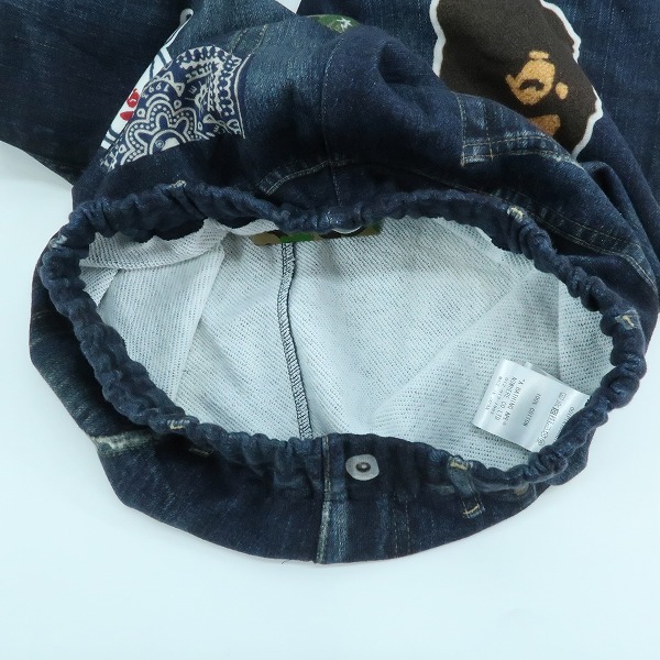 実際に弊社で買取させて頂いた【未使用】A BATHING APE/アベイシングエイプ キッズ SHARK BAPE EMBLEM DENIM PRINT SWEAT PANTS/スウェットパンツ/160の画像 6枚目