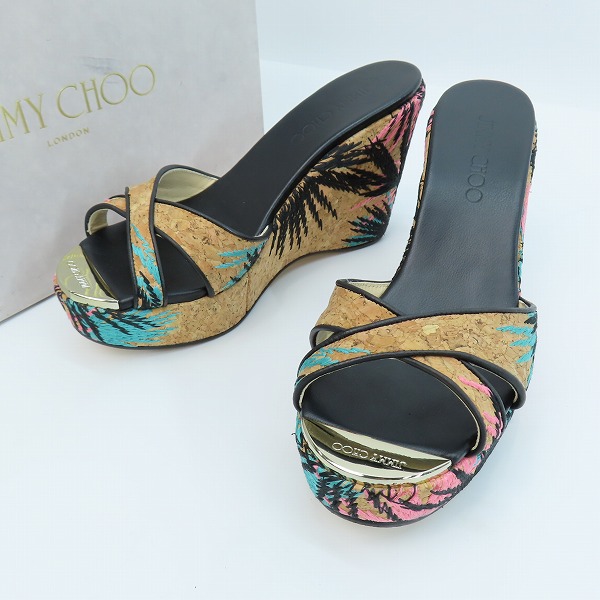 実際に弊社で買取させて頂いたJIMMY CHOO/ジミーチュウ コルク ステッチ ヒールサンダル PERFUME/37