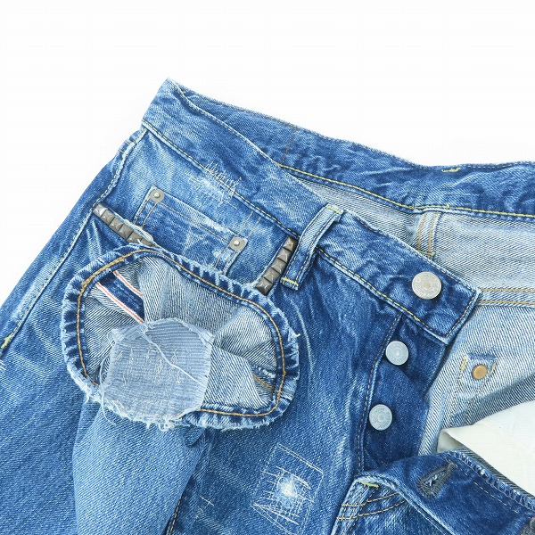 実際に弊社で買取させて頂いたHYSTERIC GLAMOUR/ヒステリックグラマー NOBU リメイクデニムパンツ 0202AP01/32の画像 2枚目