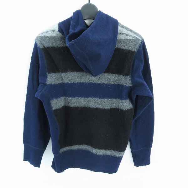 実際に弊社で買取させて頂いたJUNYA WATANABE MAN/ジュンヤワタナベマン ボーダー ウール プルオーバーパーカー AD2009 WD-T017/Sの画像 1枚目