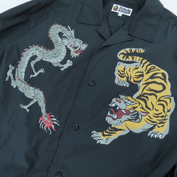 実際に弊社で買取させて頂いたA BATHING APE/アベイシングエイプ TIGER AND DRAGON/タイガー＆ドラゴン OPEN COLLAR SHIRT/オープンカラーシャツ/2XLの画像 4枚目