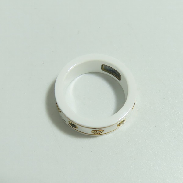 実際に弊社で買取させて頂いたGUCCI/グッチ ジェムストーン付き アイコンリング ホワイトジルコニア × K18YG/527095 J8F76 8521/12号の画像 6枚目