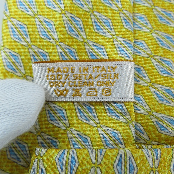 実際に弊社で買取させて頂いたBVLGARI/ブルガリ 総柄 イエロー シルク  ネクタイの画像 4枚目