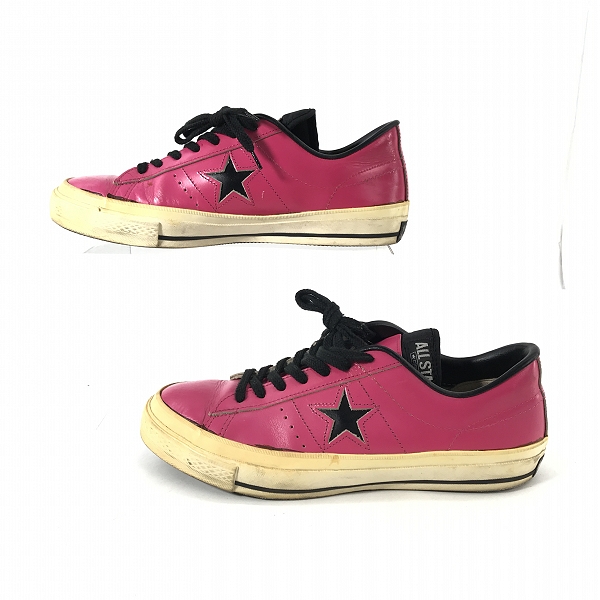 実際に弊社で買取させて頂いたCONVERSE/コンバース ONE STAR OX ワンスター レザー /ブラック/ピンク/9の画像 3枚目