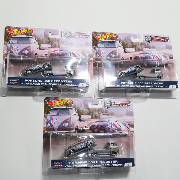 実際に弊社で買取させて頂いた【未開封】Hot Wheels/ホットウィール  TRANSPORT PORSCHE 356 SPEEDSTER VOLKSWAGEN TRANSPORTER T1 PICKUP #1 3点セット