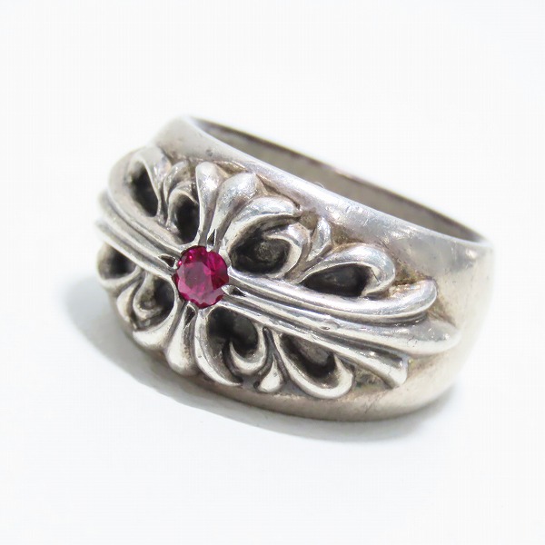 実際に弊社で買取させて頂いたCHROME HEARTS/クロムハーツ フローラルクロス リング ピンクサファイア/14号