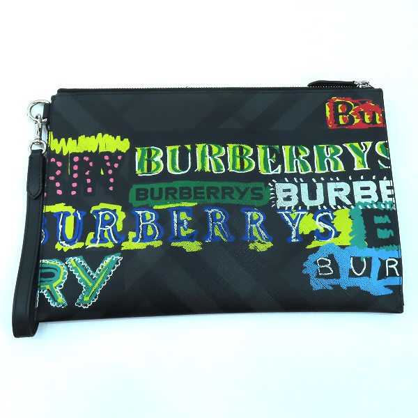 実際に弊社で買取させて頂いたBURBERRYS/バーバリー グラフィティ ロゴ チェック レザー 総柄 クラッチバッグ/セカンドバッグ