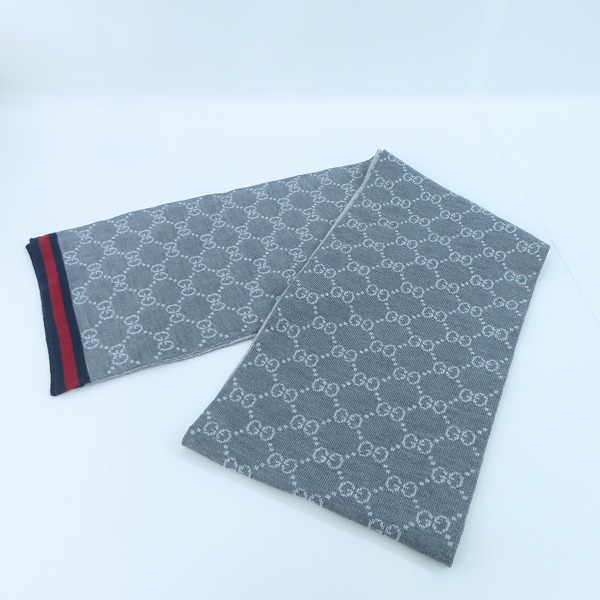 実際に弊社で買取させて頂いたGUCCI/グッチ GG柄 リバーシブル マフラー 325806 3G206