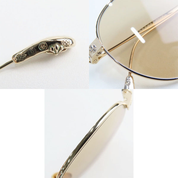 実際に弊社で買取させて頂いたCHROME HEARTS/クロムハーツ BONE PRONE IV CHプラス ゴールドフレーム サングラスフレーム/アイウェアの画像 8枚目