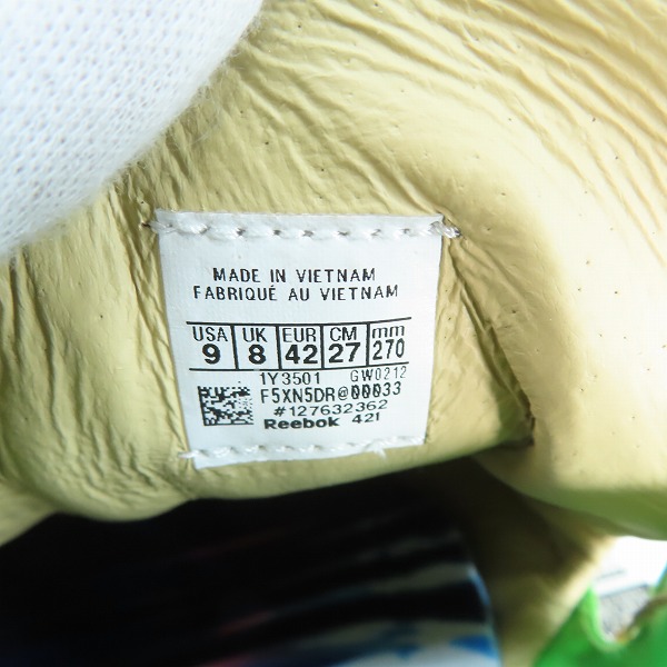 実際に弊社で買取させて頂いた【未使用】Reebok×JURASSIC PARK/リーボック×ジュラシックパーク GIANT ATTACK SIZE FURY/ポンプフューリー GW0212/27.0の画像 5枚目