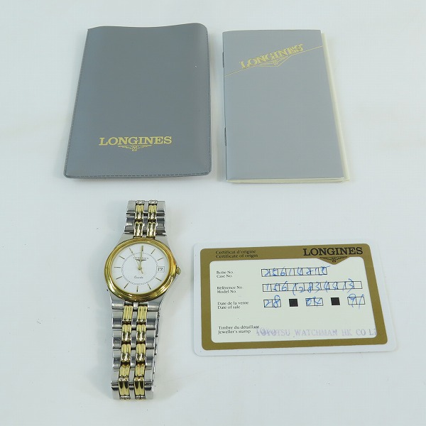 実際に弊社で買取させて頂いた【ギャラ付/動作未確認】LONGINES/ロンジン Flagship フラッグシップ デイト クォーツ 白文字盤 コンビ SS 腕時計 25614215の画像 9枚目
