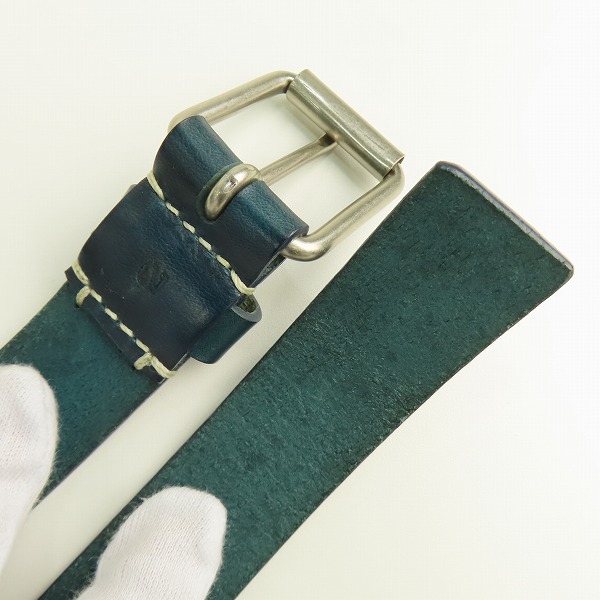 実際に弊社で買取させて頂いたATTACHMENT/アタッチメント レザーベルト ネイビー系の画像 2枚目