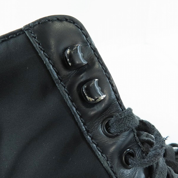 実際に弊社で買取させて頂いたPRADA/プラダ モノリス ポーチ付きレザーコンバットブーツ 2UE007/8.5の画像 8枚目