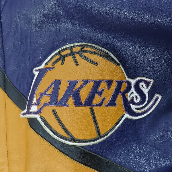実際に弊社で買取させて頂いたJEFF HAMILTON/ジェフ ハミルトン Lakers/レイカーズ レザーブルゾン/Lの画像 3枚目