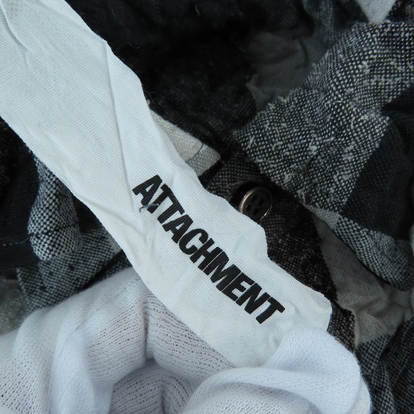 実際に弊社で買取させて頂いた【未使用】ATTACHMENT/アタッチメント クラッシュCo/Siキャンバスブロックチェックシャツ AS21-276/2の画像 2枚目