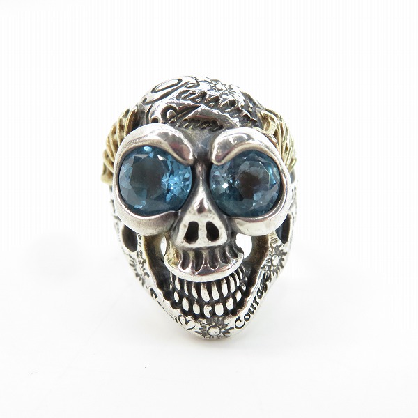 実際に弊社で買取させて頂いたBill Wall Leather/ビルウォールレザー グラフィティマスタースカルリング w/ストーンアイズ w/ゴールドスパイダーウェブ 26号の画像 1枚目