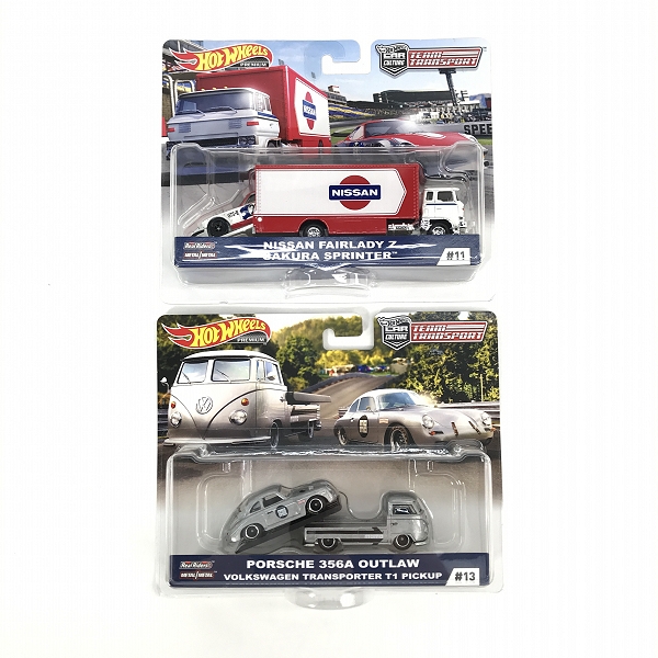 実際に弊社で買取させて頂いた【未開封】Hot Wheels/ホットウィール TEAM TRANSPORT SAKURA SPRINTER #11/VOLKSWAGEN TRANSPORTER T1 PICKUP 2点セット