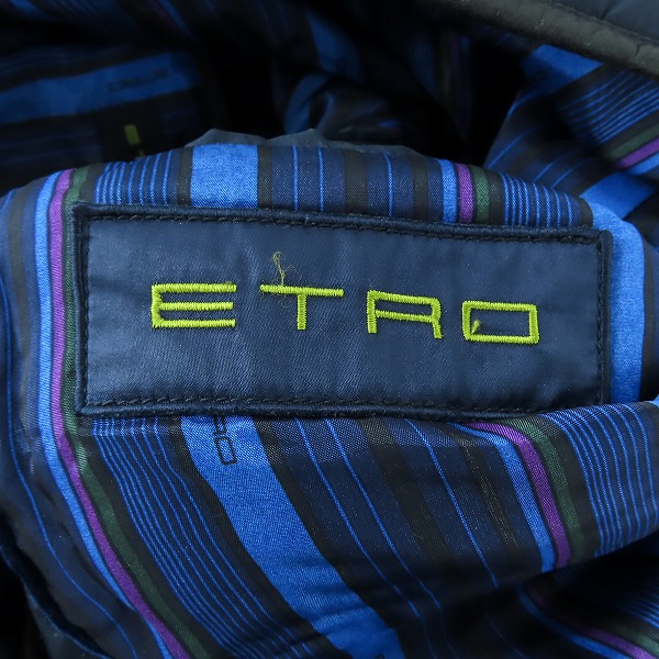 実際に弊社で買取させて頂いたETRO/エトロ ラムレザー切替/襟下ペイズリー柄 中綿キルティングジャケット Sの画像 3枚目