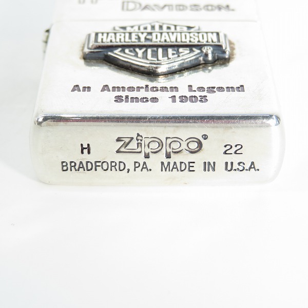 実際に弊社で買取させて頂いたZIPPO/ジッポー HARLEY DAVIDSON/ハーレーダビッドソン ロゴ メタル貼り 2022年製の画像 3枚目