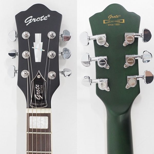実際に弊社で買取させて頂いた★【美品】Grote Guitar/グロート GRWB-YGGR-P90 Satin Green セミアコ 335タイプ エレキギター ソフトケース付の画像 3枚目