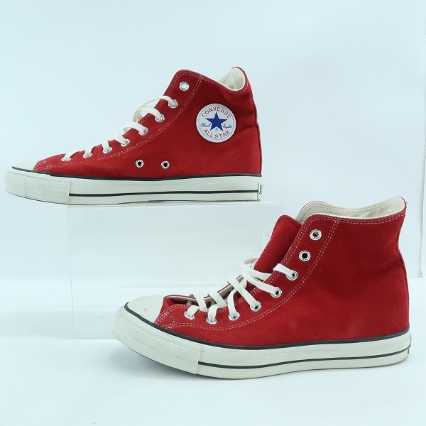 実際に弊社で買取させて頂いたCONVERSE/コンバース 日本製 ALL STAR/オールスター スウェードレザーハイカットスニーカー レッド 4THD/10.5の画像 3枚目