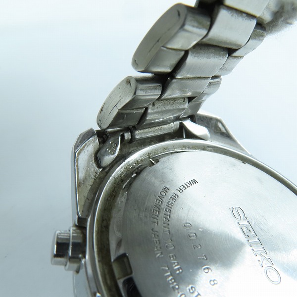 実際に弊社で買取させて頂いたSEIKO/セイコー クロノグラフ ステンレスベゼル/黒文字盤 クォーツ腕時計 7T92-0LV0 【動作未確認】の画像 7枚目
