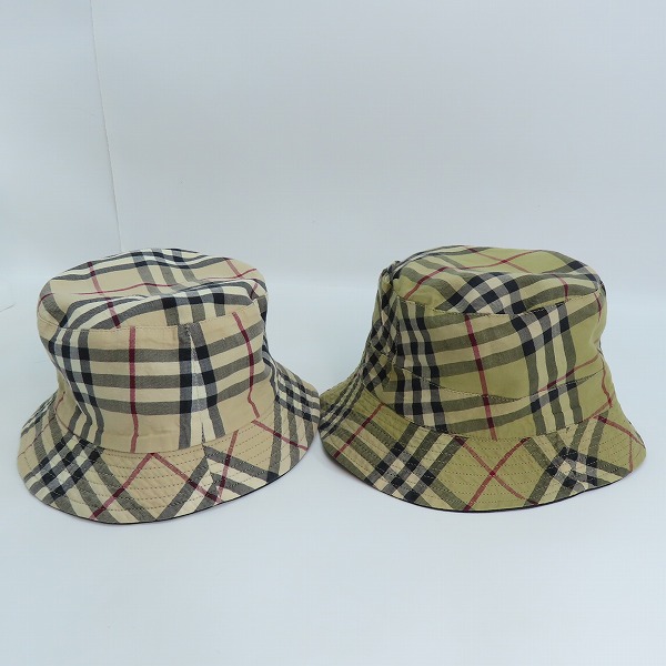 実際に弊社で買取させて頂いたBURBERRY LONDON/バーバリーロンドン他 リバーシブル チェック柄 バケットハット 2点セット の画像 3枚目